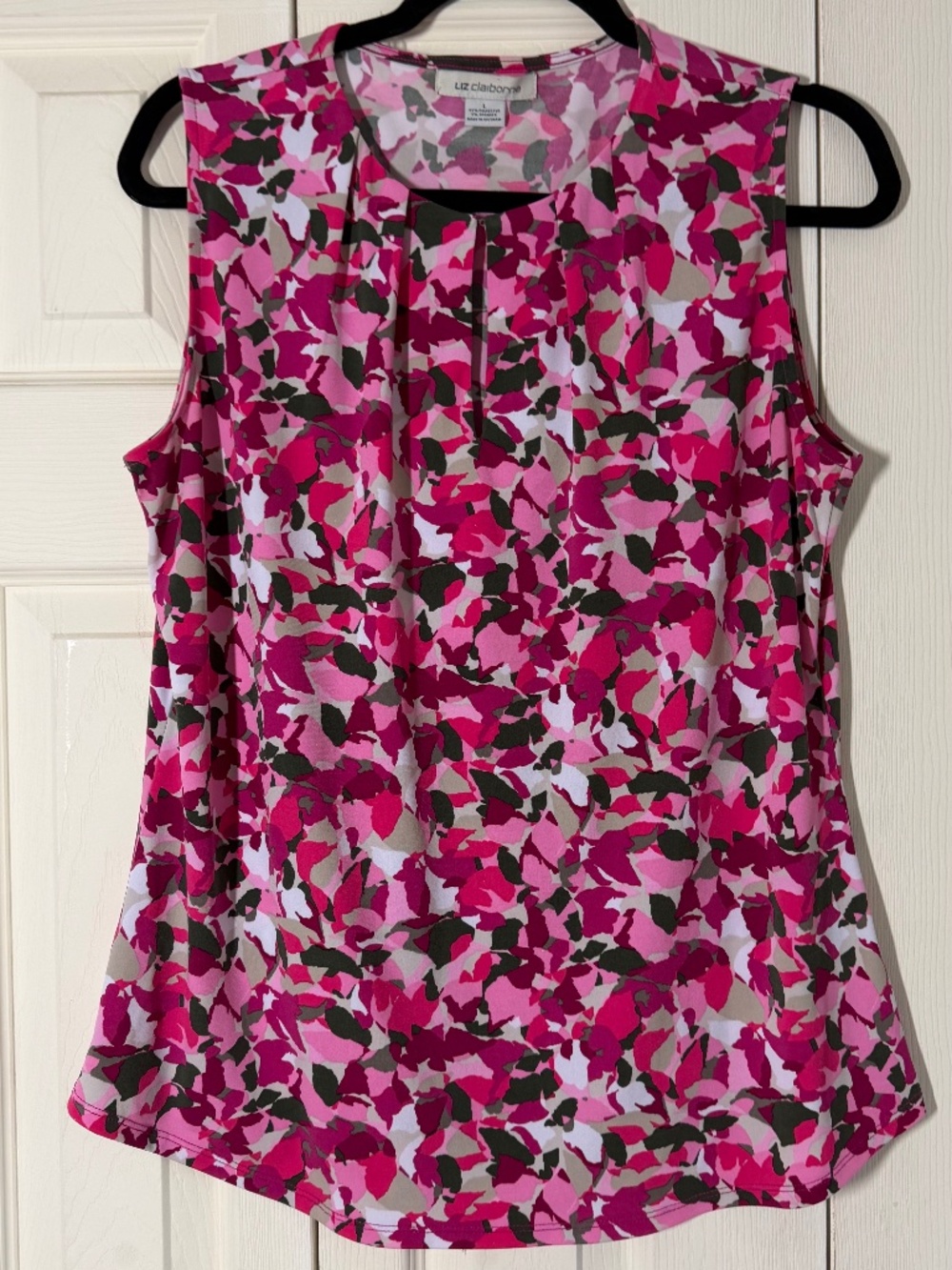 Liz Clairborne Pink Floral Sleeveless Blouse - Size L
